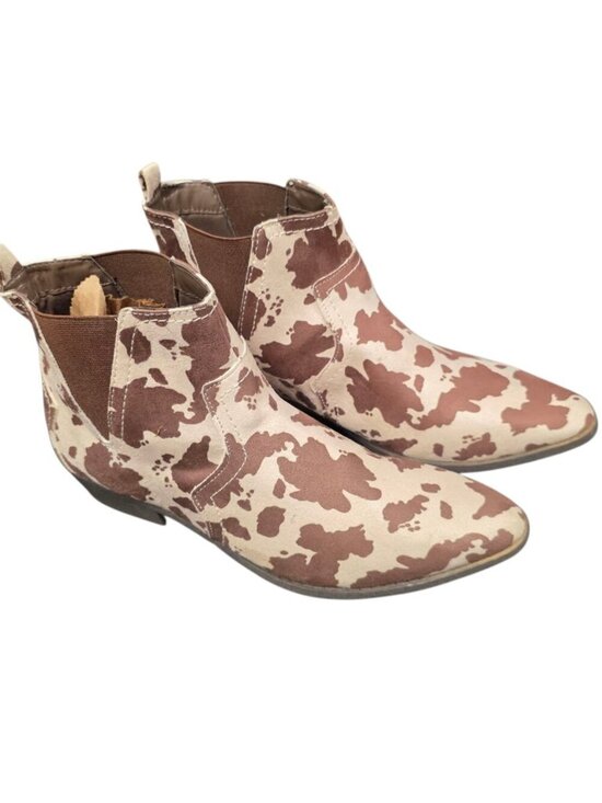 Arizona Jeans Shoes - Arizona Jeans Brown Cow Print Pointed Toe Slip On Booties Size 11